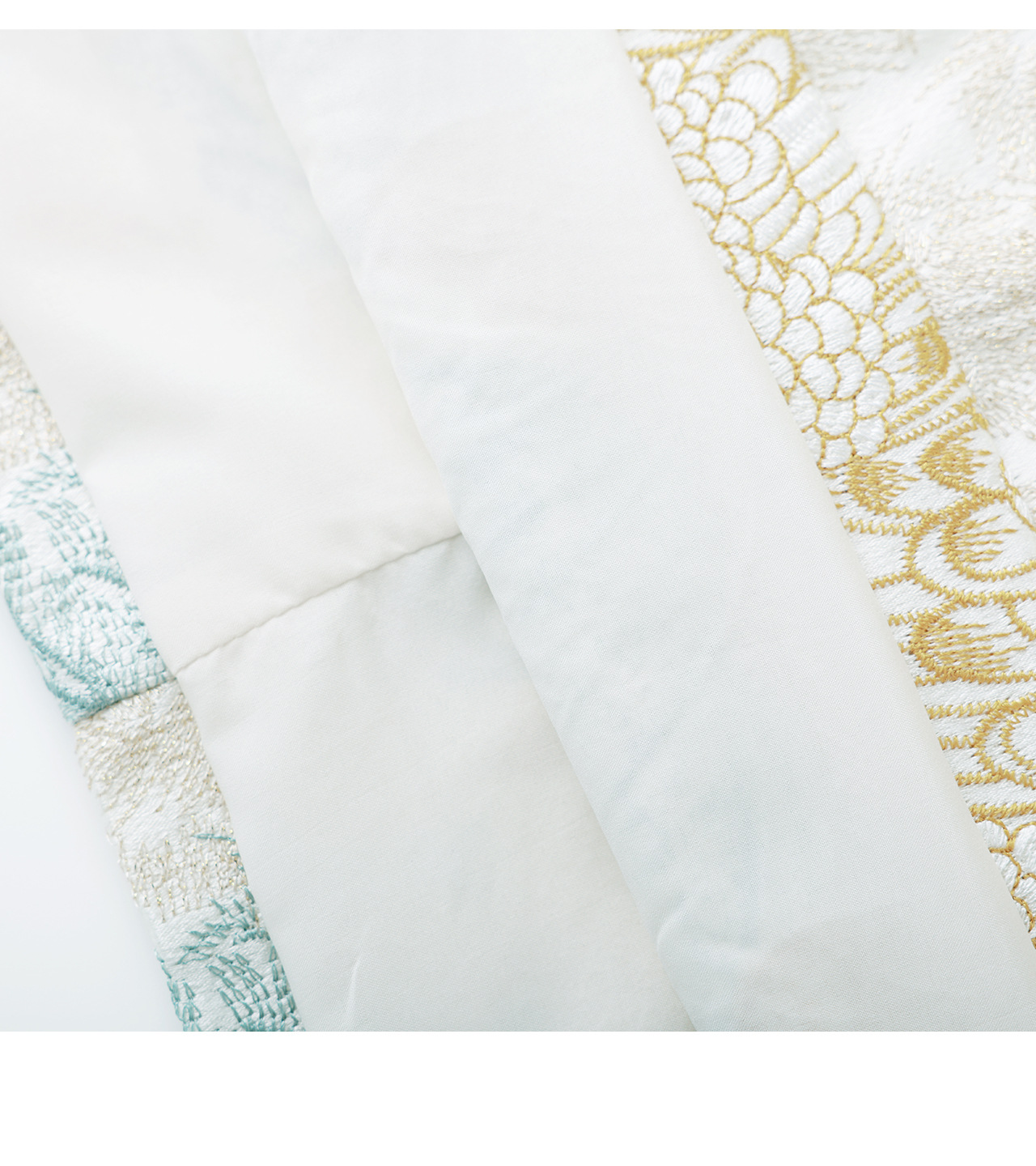 Đầm suông nữ midi dệt satin thêu jacquard tay ngắn — xanh lam chi tiết 23