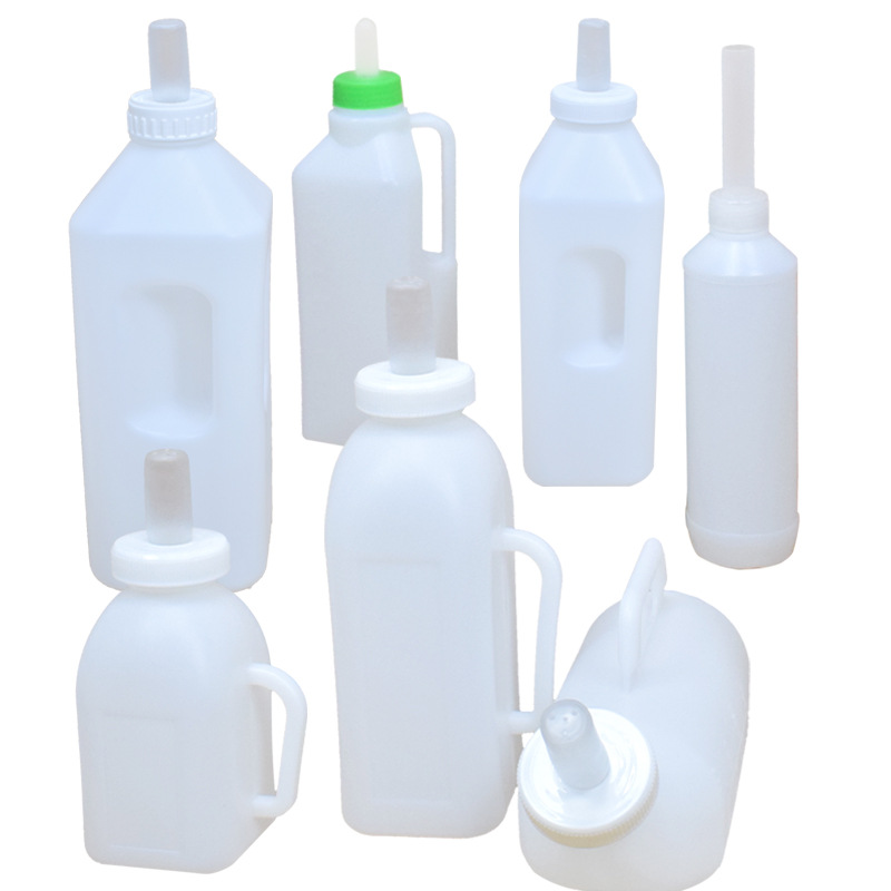 Botella de alimentación de olla de leche de ternero botella de alimentación de ternero engrosada botella de alimentación de vaca 2L pezón de vaca botella de alimentación veterinaria de plástico