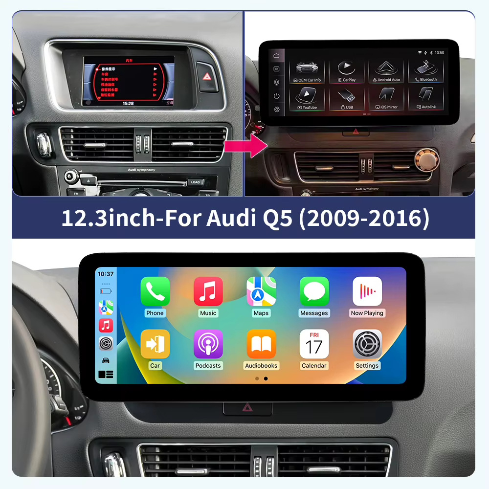 Suitable for 2009-2016 Audi Q5 high-end models, car navigation with high-definition large screen, Android-specific car control navigation