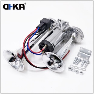 in stock cross-border hot sale integrated dual tube air horn 12V motorcycle car air horn 300dB