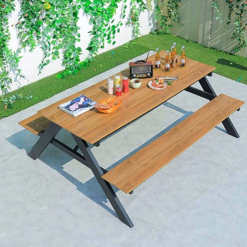 Outdoor integrated park chairs, beach plastic tables, open-air stalls, sea view houses, swimming pools, leisure, anti-corrosion wood tables and chairs