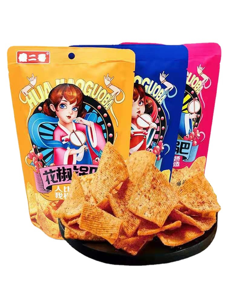 傻二哥锅巴70g花椒锅巴麻辣味椒香味爆辣味多种口味怀旧脆片网红