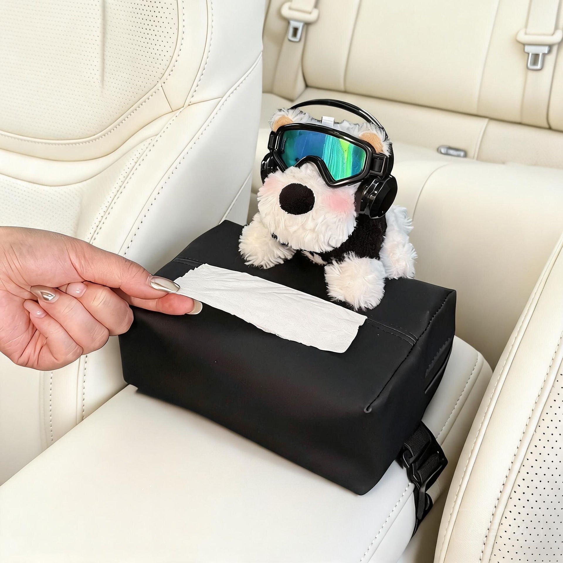 2026 New Model West Highland Car Tissue Box, Car Headrest Tissue Holder, Seat-Mounted Car Tissue Bag, Cute for Women
