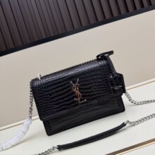 2025新款鳄鱼石头纹sunset日落包欧美复古单肩斜挎包链条小方包女