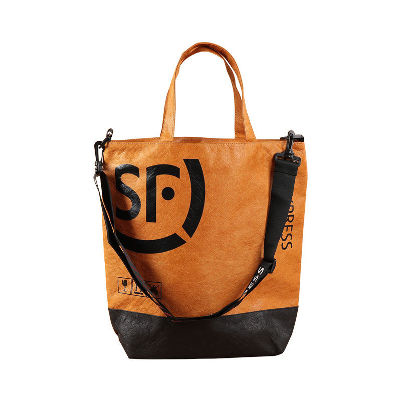 Bolsas de papel DuPont personalizadas logotipo lavable bolsa kraft no desgarrable bolsa de regalo de hombro tote personalizado