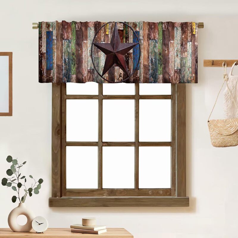 Cross-Border Amazon Short Curtains Vintage Barn Wood Grain Brown Cabin Door Curtains Coffee Curtains Kitchen Sink Cabinet Cross-Border Amazon Short Curtains Vintage Barn Wood Grain Brown Cabin Door Curtains Coffee Curtains Kitchen Sink Cabinet