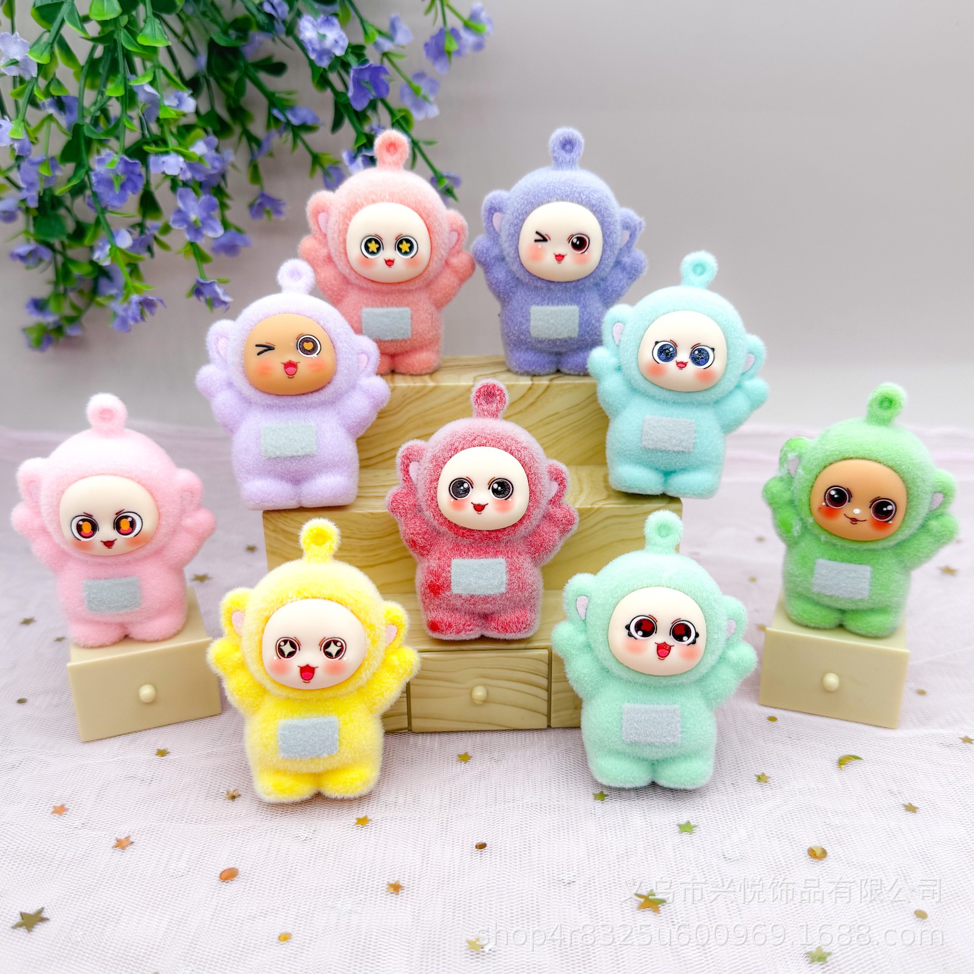 New Cute Teletubbies Flocked Key Pendant Plush Doll Blind Box Cartoon Bag Hanging Childlike Car Ornaments