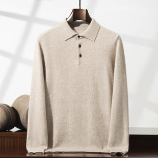 Cashmere Sweater Men's POLO Collar Loose Slimming Soft Comfortable Warm Inner Elegant Casual Pullover Top