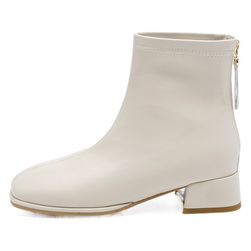 Botas Cortas de Punta Cuadrada Augu Shiden para Mujer, Nuevas Botas Cortas de Invierno 2025 con Forro de Felpa, Tacón Grueso, Estilo Británico, Botas Martin