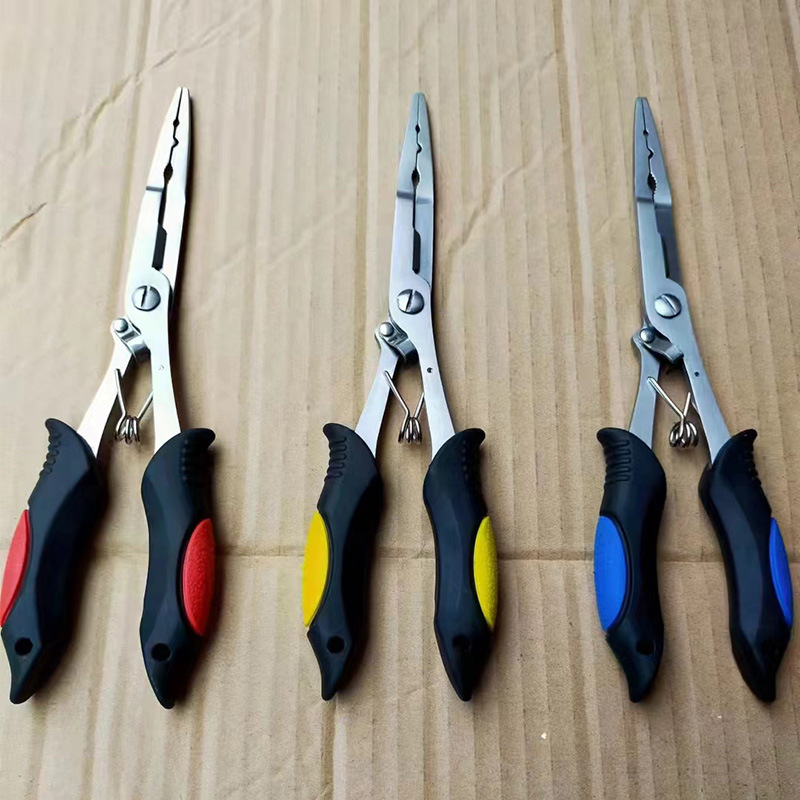Lengthened straight mouth pliers stainless steel multi-function fish control pliers cutting fishing line lead pressing pointed pliers fishing