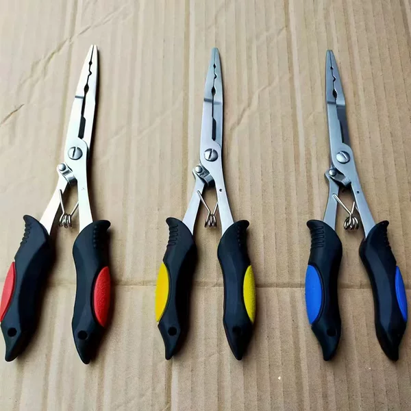 Lengthened straight mouth pliers stainless steel multi-function fish control pliers cutting fishing line lead pressing pointed pliers fishing