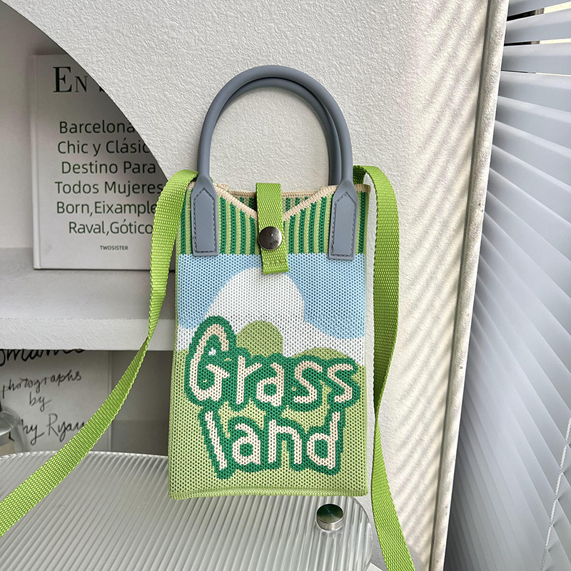 Bolsa de teléfonos móviles de dibujos animados para mujeres primavera y otoño estudiantes coreanos de tejido de mano bolsa de cambio de almacenamiento bolsa de mano decoración portátil bolsa de mochila