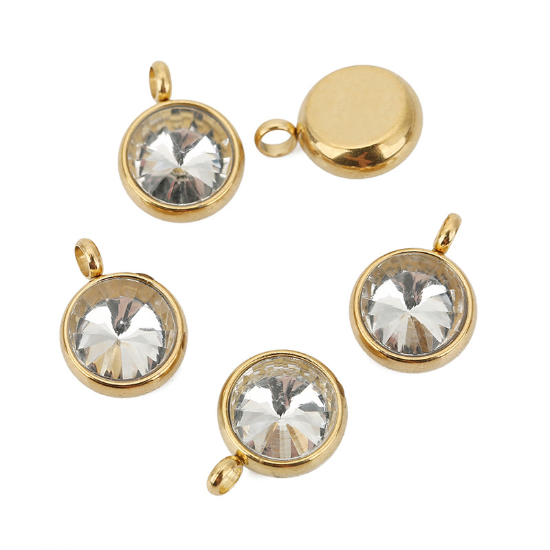 1 Piece Diameter 10mm 304 Stainless Steel Zircon Geometric Pendant display picture 8