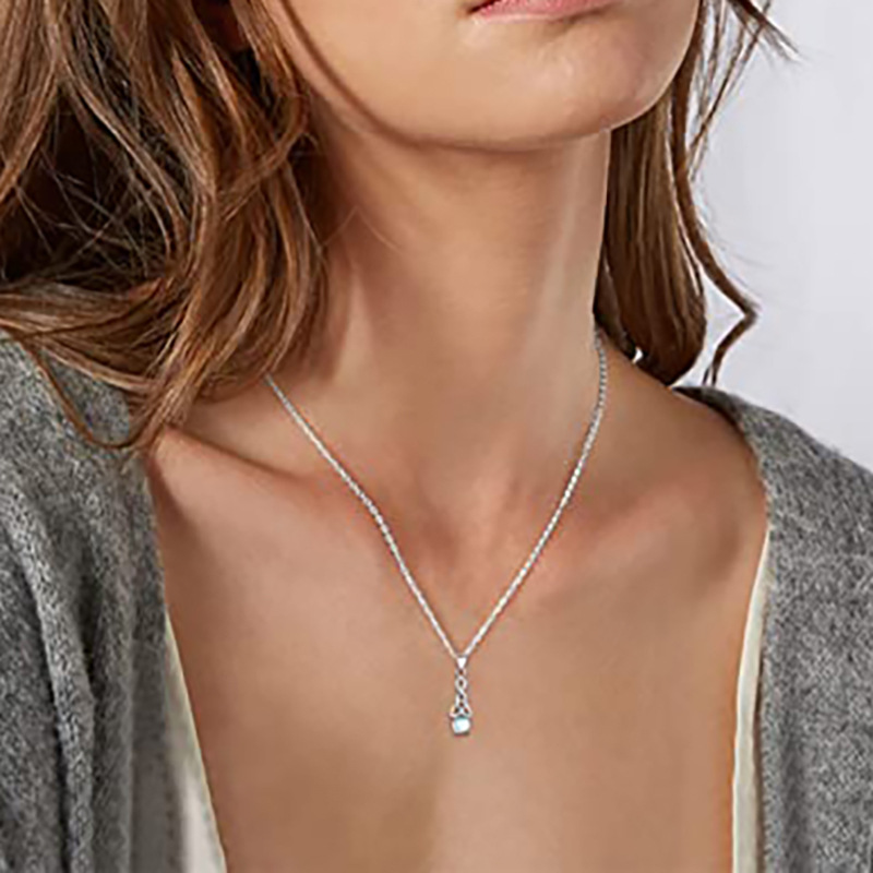 Moonlight Stone Necklace Set With Triangle Twisted Earrings_voghion.com
