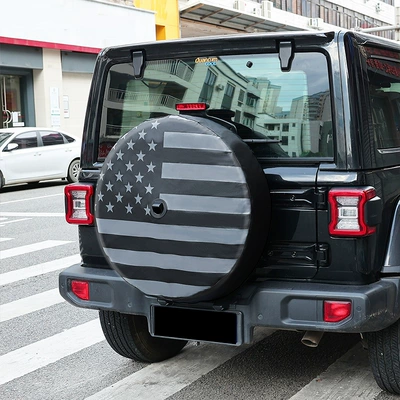 Spare wheel cover Hole Tire Cover American Flag - suitable-for-jeep-wrangler-gray-flag-style-spare-tire-set-17inch-with-camera-hole