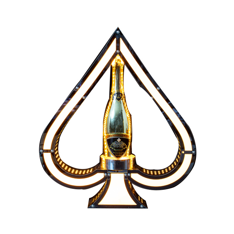 Transfronterizo LED luminoso negro melocotón un asiento de vino de acero inoxidable champán bandeja bar KTV discoteca vino extranjero estante de la exhibición de vino conjunto