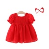 Summer dress, lace small princess costume girl's, puff sleeves, with short sleeve, Korean style