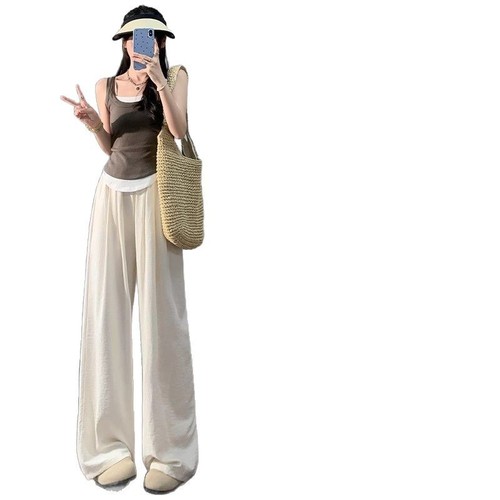 Fairy Ice Silk Yamamoto Women's Spring and Autumn Season 2025 New Arrival High-Waisted Casual Drape Texture Wide Leg Pants with Excellent Drape