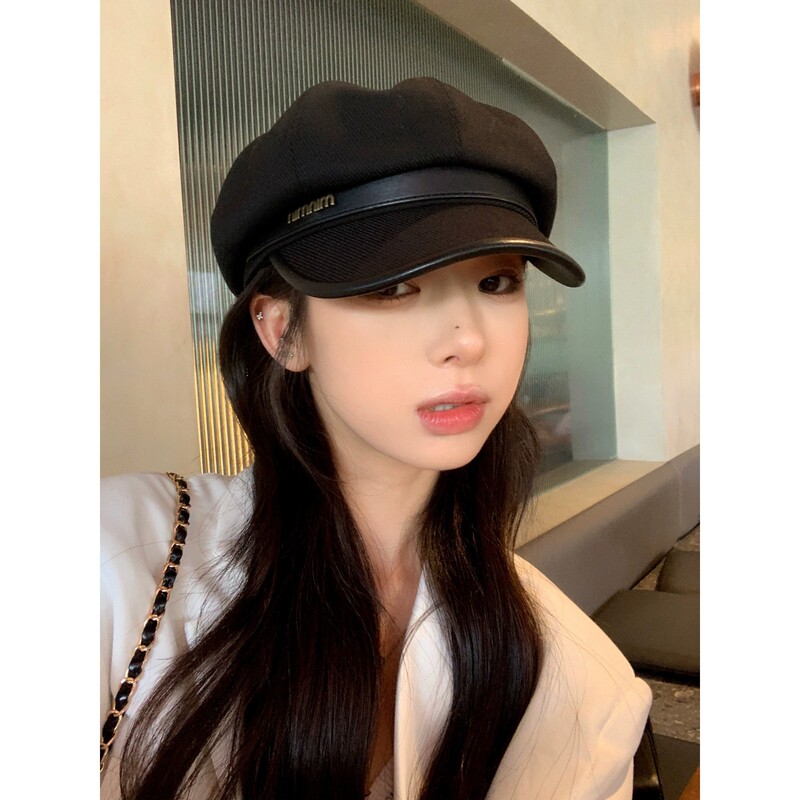 秋冬季前进帽网红帽子漫画家休闲日常出街显脸小百搭八角贝雷帽女|undefined