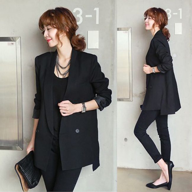 Korean-Style Slim-Fit Long-Sleeve Mid-Length Women's Blazer for Spring and Autumn 2026, Large Size Korean-Style Blazer
