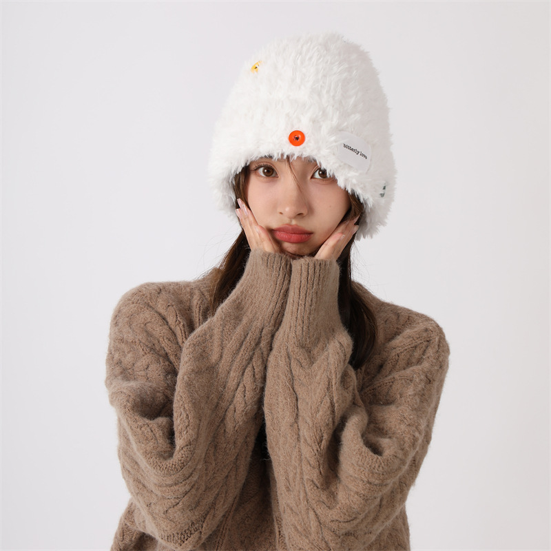 Cervo bianco stesso stile bambini autunno inverno peluche lana ispessita e calda pulsante mostra faccia piccola grande testa_voghion.com