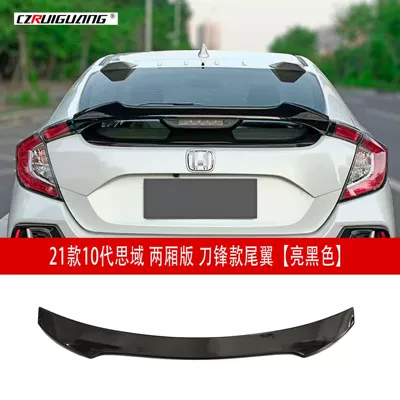 Big Surrounded 10Th Generation Civic Hatchback Modified Front - 21-civic-two-box-blade-style-rear-wing-glossy-black