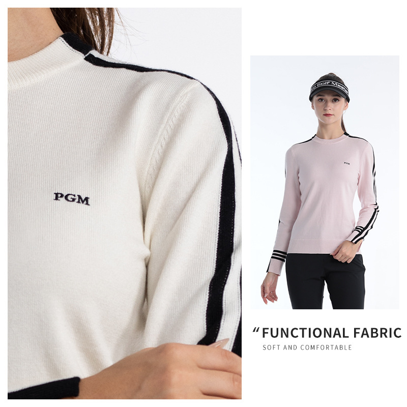 Áo len golf nữ PGM cổ lọ dài tay giữ ấm thu đông — YF621-Áo len trắng, YF621-Áo len màu hồng, YF621-Áo len Đen