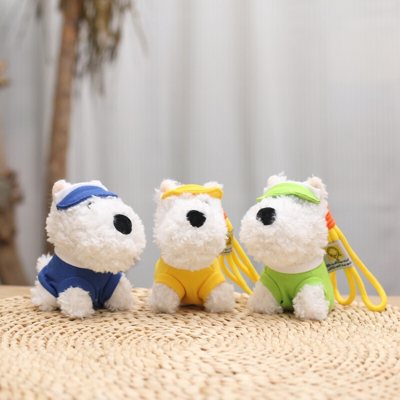 Cute and adorable West Highland Terrier keychain pendant, children's plush doll, stuffed puppy toy, bag charm, and doll