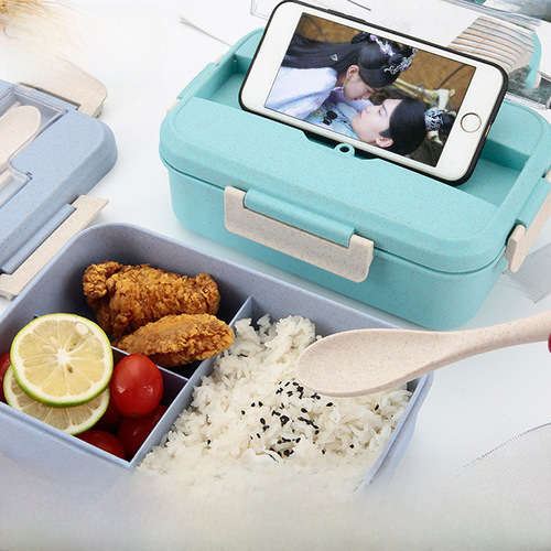 Insulated lunch box with sealable student portable bento box, microwave divided lunch box, factory wholesale daily necessities
