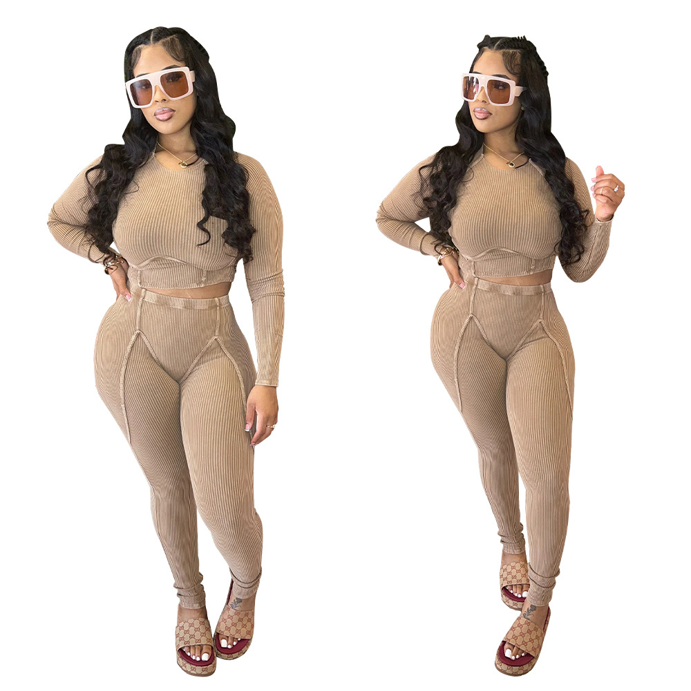 700g Weight Long Sleeve Sleeve Length Spandex, Polyester Fabric Type Pant Co-ord Set Sets Type 2 Pieces Set Quantity Daily, Street Occasion Round Neck Neckline Warm Function Skinny Fit Type Solid Color Pattern Autumn Season Women's Gender Printing Design Casual Style Daily Street Women's Casual Solid Color Spandex Polyester Printing Pant Co-ord Set Pants Sets 14