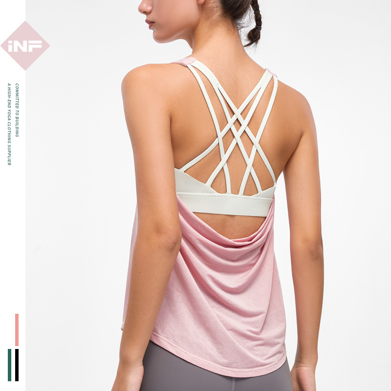 new pattern False two Sternum motion vest Female nude fashion ventilation Quick drying Self cultivation Drain back Easy Yoga suit