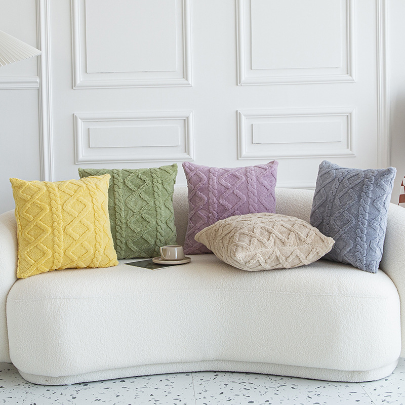 Modern simple double-sided taffeta cushion cover cross-border autumn and winter plush pillow bedside waist pillow living room sofa cushion