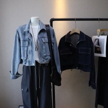 [比正]2025秋季新款韩版复古港风牛仔外套女时尚减龄短款夹克4770