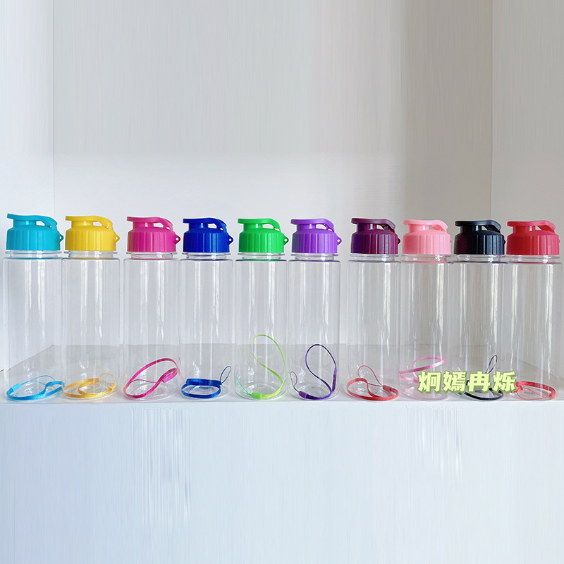工厂定 制塑料杯加工印字logo跨境手提吊带水杯密封防漏广告杯