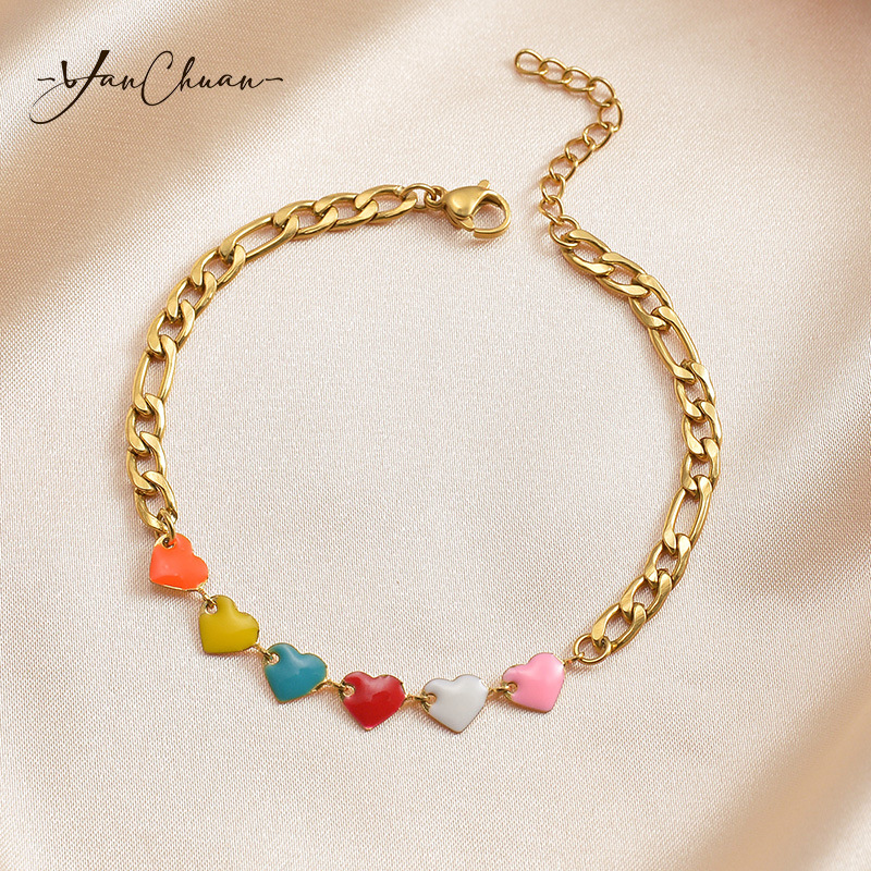 304 Stainless Steel Chain Material 1 Piece Quantity Casual Simple Style Moon Heart Shape Flower 304 Stainless Steel Bracelets In Bulk