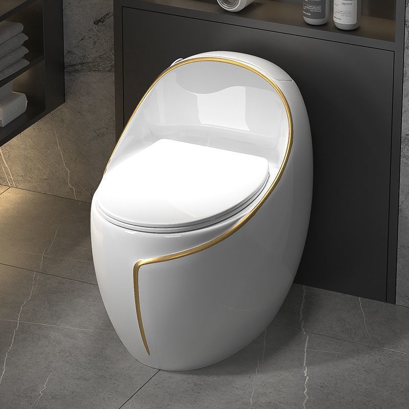 新款鸡蛋型马桶轻奢灰色家用陶瓷虹吸式小户型彩色坐便器大口径