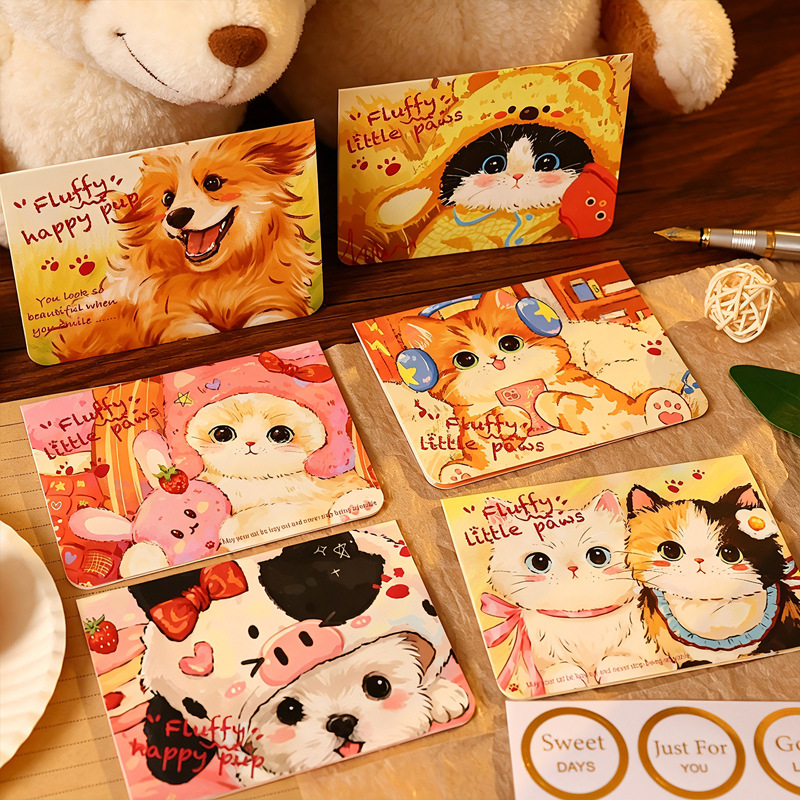 Cute pet message greeting card/envelope + sealing sticker