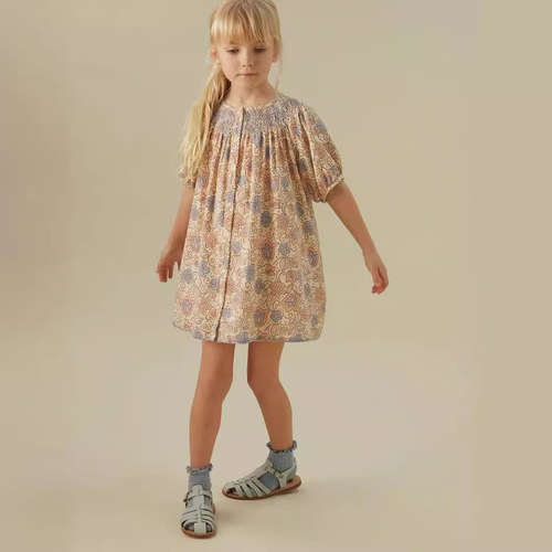 Girls' Summer Dress 2024 AP New Product Pastoral Style Girl Heavy Work Customized Embroidery Frilled Children's Dress Princess Dress