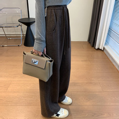 Km10261厚い酢酸ウールのバナナのズボンのカジュアルなワイドレギンスのズボンの長いズボンの女性の秋冬
