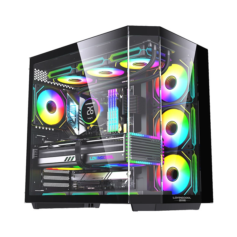 Изогнутый обзорный заловый корпус ATX 360 водяного охлаждения из tempered glass e-sports интернет-кафе хост-компьютер USB3.0 настольный компьютер
