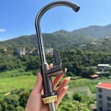 枪灰不锈钢厨房水龙头防溅单冷洗菜盆水槽洗手池洗碗旋转全铜阀芯