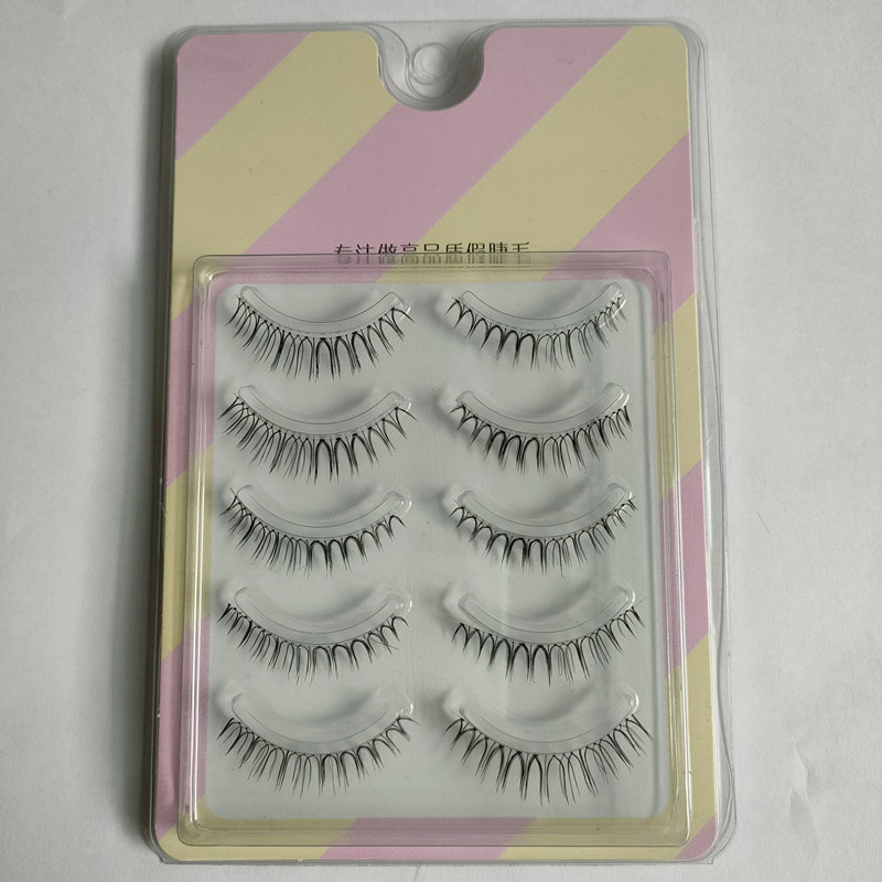 Suministro directo de fábrica transfronteriza natural larga Cruz gruesa japonés 3D afilado tallo transparente Luna doblar pestañas postizas