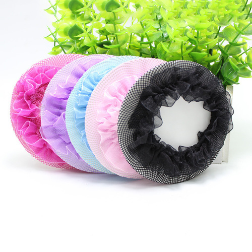 Children's dance lace hair accessories ballet Latin dance head flower net pocket elastic hair net knitted hair circle hair accessories