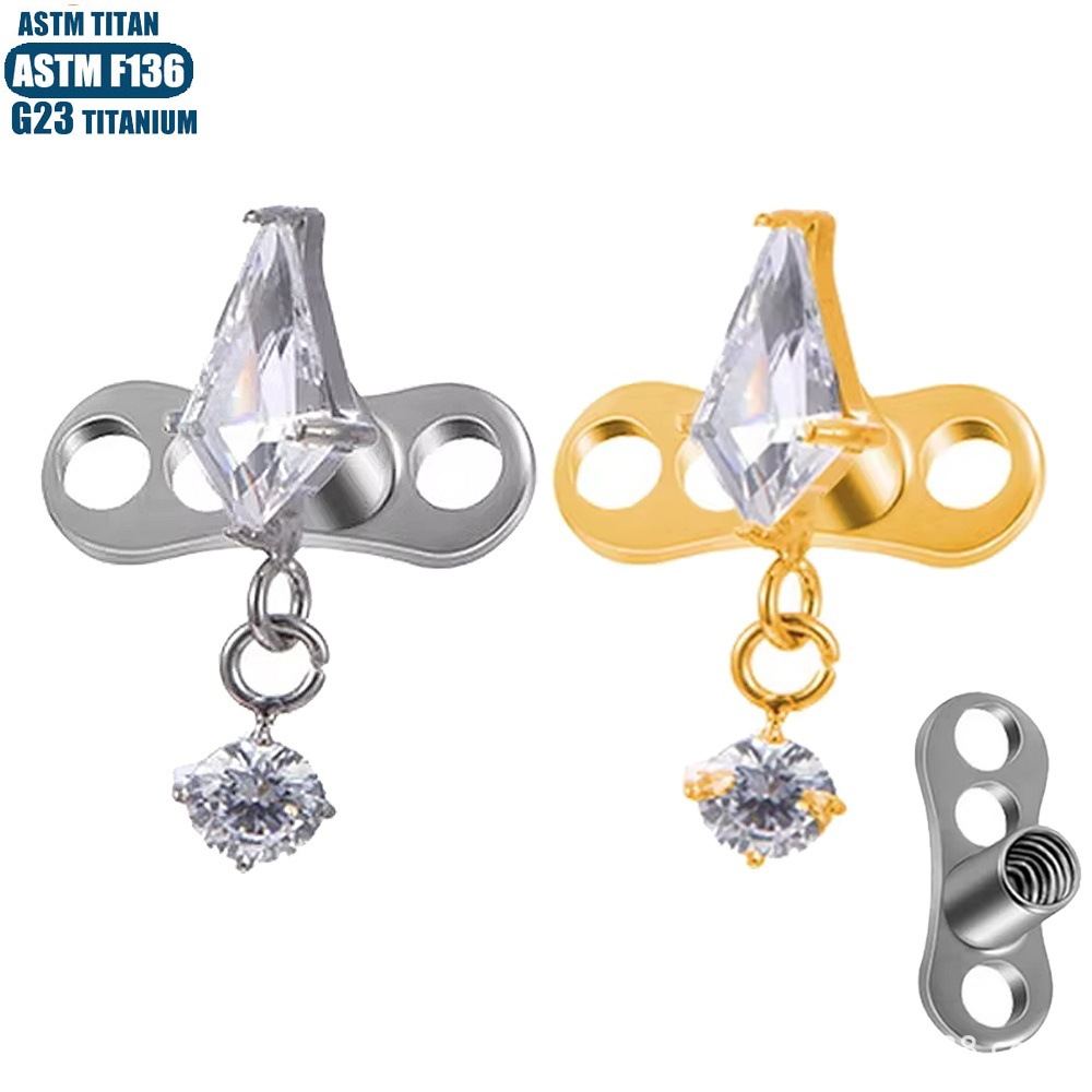 Pointed labret stud close-up product detail