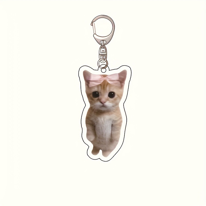 Nuevo colgante de llavero de gato de pie acrílico plano 2D transfronterizo