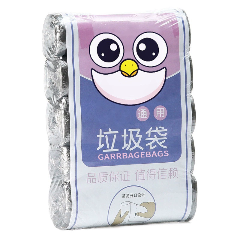 Портативный мешок для мусора Бытовая оптовая продажа Серебряные черные жилеты Утолщенный кухонный отель Мусор Одноразовый пластиковый пакет