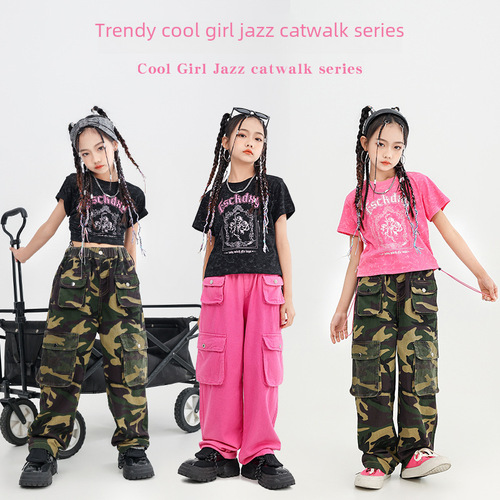 Jazz Dance Costume for Girls, Practice Work Pants Set for Female Child, Trendy Brand Children's Jazz Performance Outfit, New Arrival