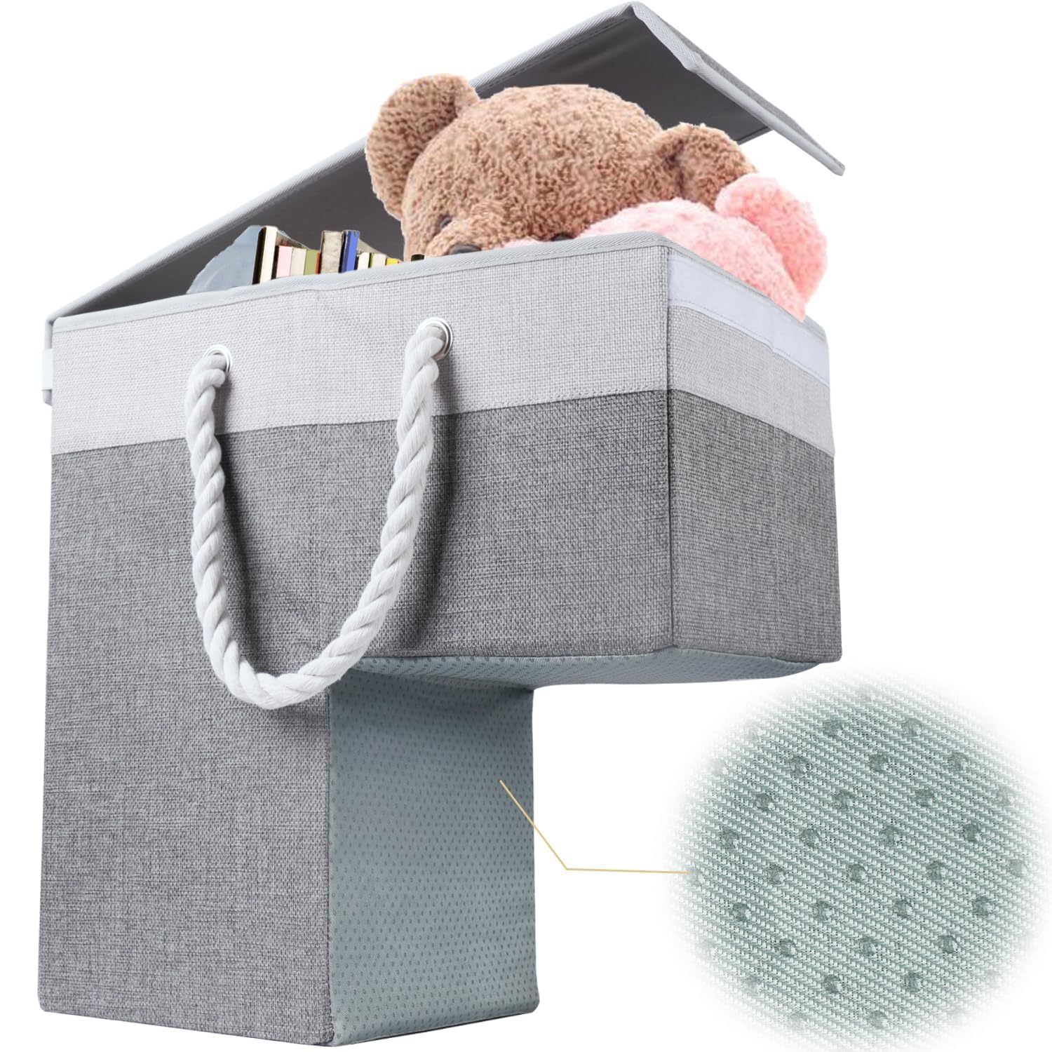 Cesta de Almacenamiento Plegable para Escaleras Personalizada de Amazon con Combinación de Colores y Asa, Cesta para Escaleras, Decoración de Escalones, Cesta de Organización y Almacenamiento