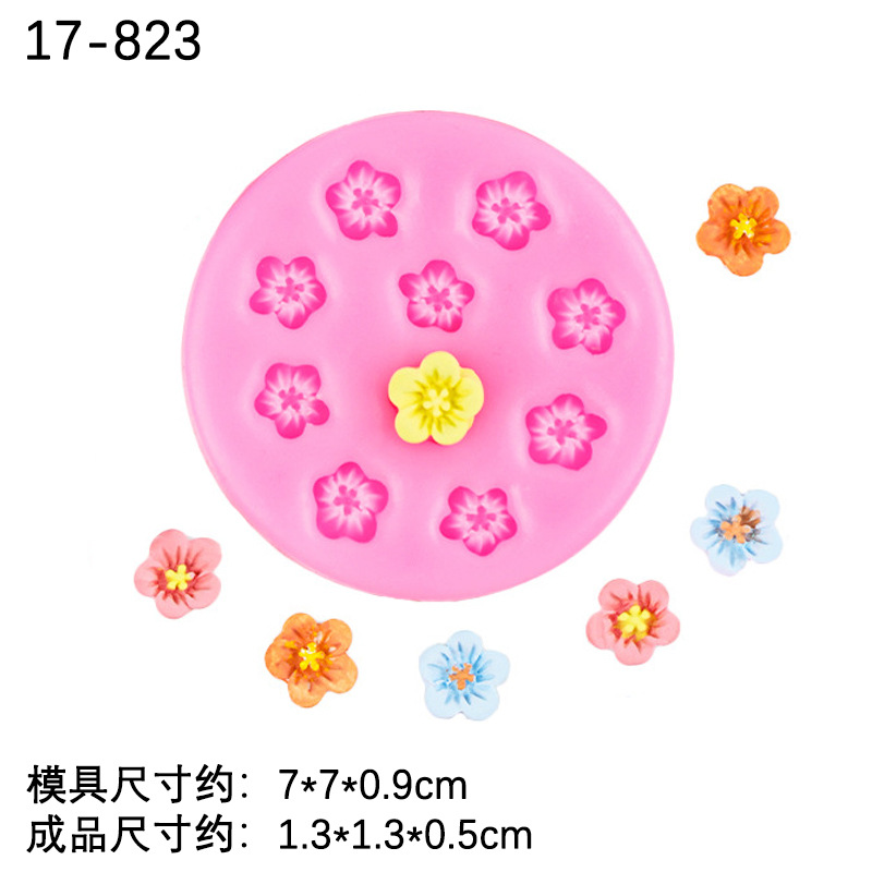 Flor de cerezo ciruela decoración fondant hornear pastel de chocolate molde de silicona epoxi yeso vela toque