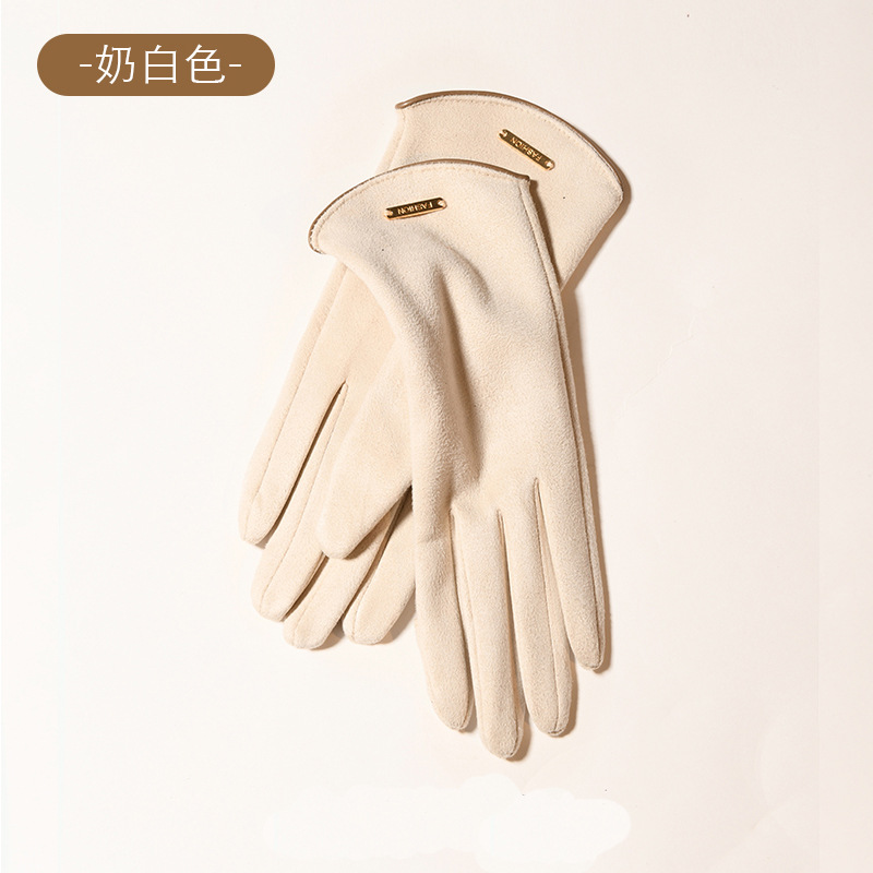 日本の手袋の冬の女性のベルベットは、車のタッチパネルのベルベットの保温防寒手袋の冬の国境を越えた
